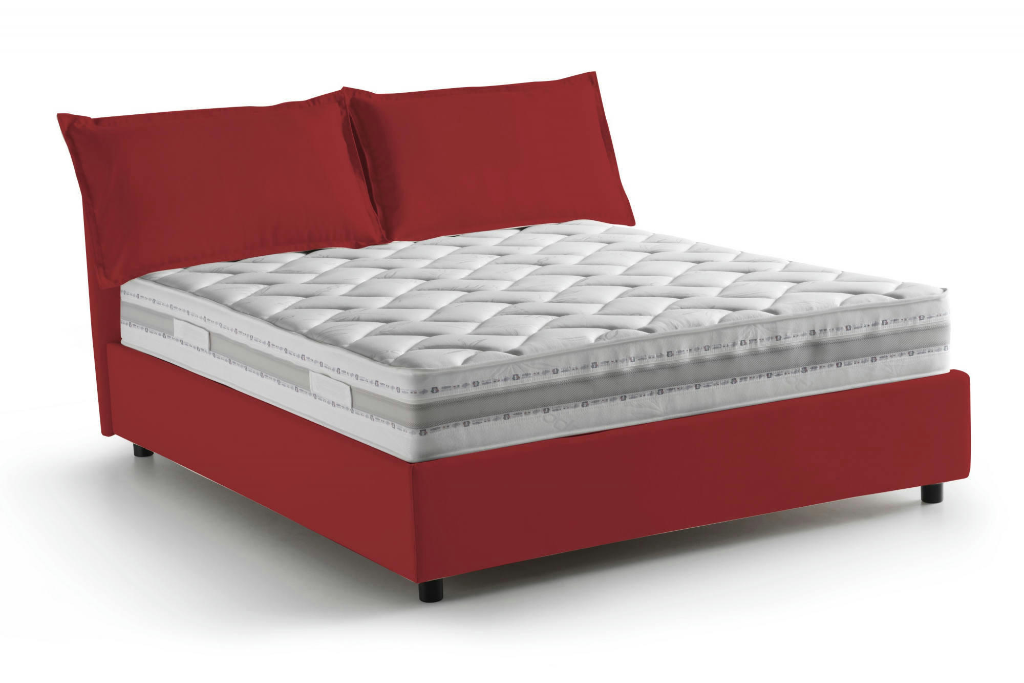 DMARIN - Lit en tissu 160x200 cm rouge