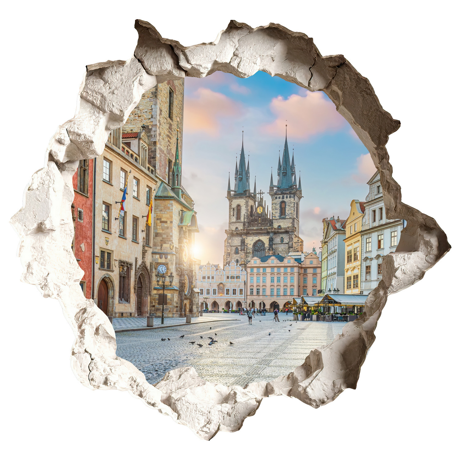 Naklejki dziury słoneczna łąka 3D efekt na ścianę 60x57