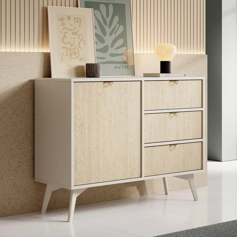Meubella - Dressoir Essence - Beige - Licht eiken - 106 cm