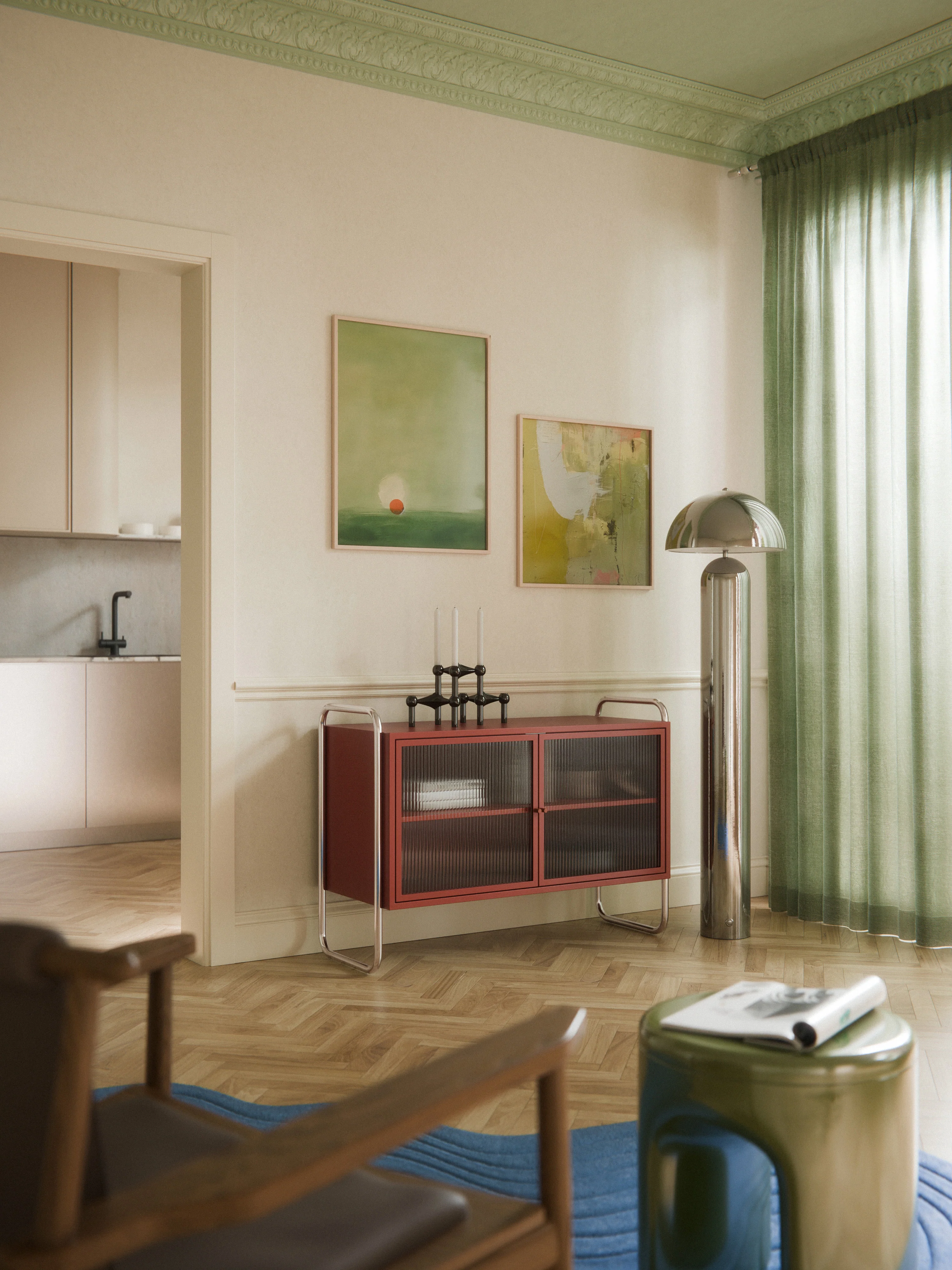 Metall-Sideboard Robyn mit Glas-Front