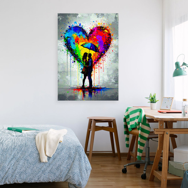 Obraz do sypialni salonu, Para Miłość Serce Abstrakcja 20x30