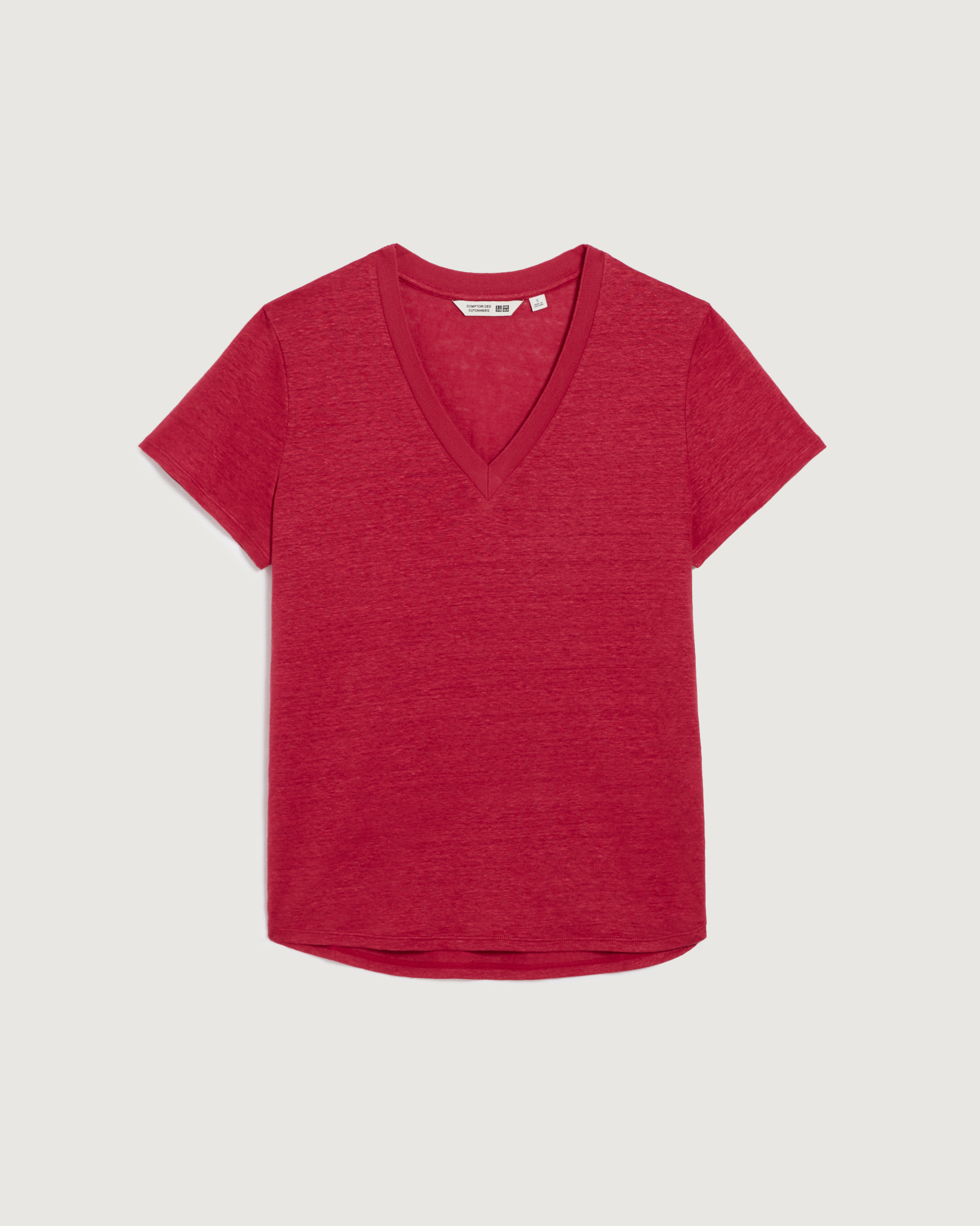 T-shirt col V en lin