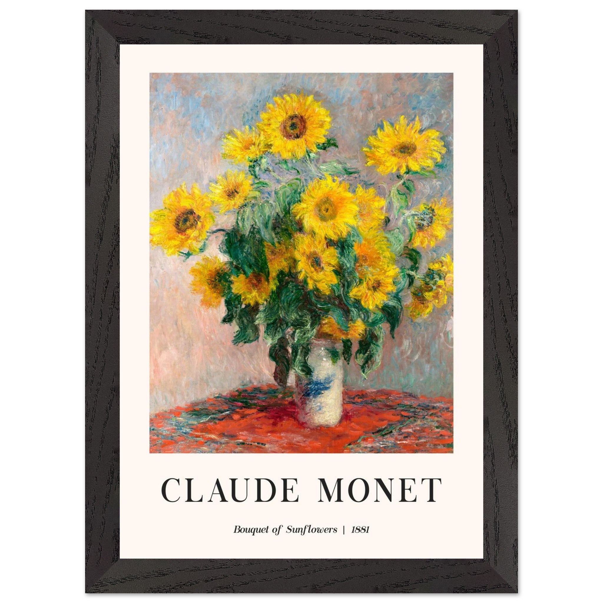 Artfulprints Poster met Lijst Claude Monet - Bouquet of sunflowers  - A4 21x29.7 cm - Geel