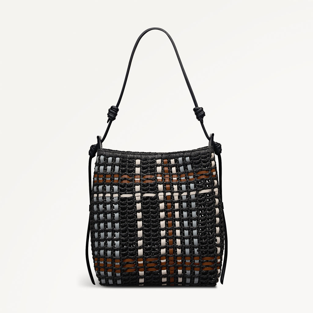 The Camden - Raffia Check - Medium Open Top Shoulder