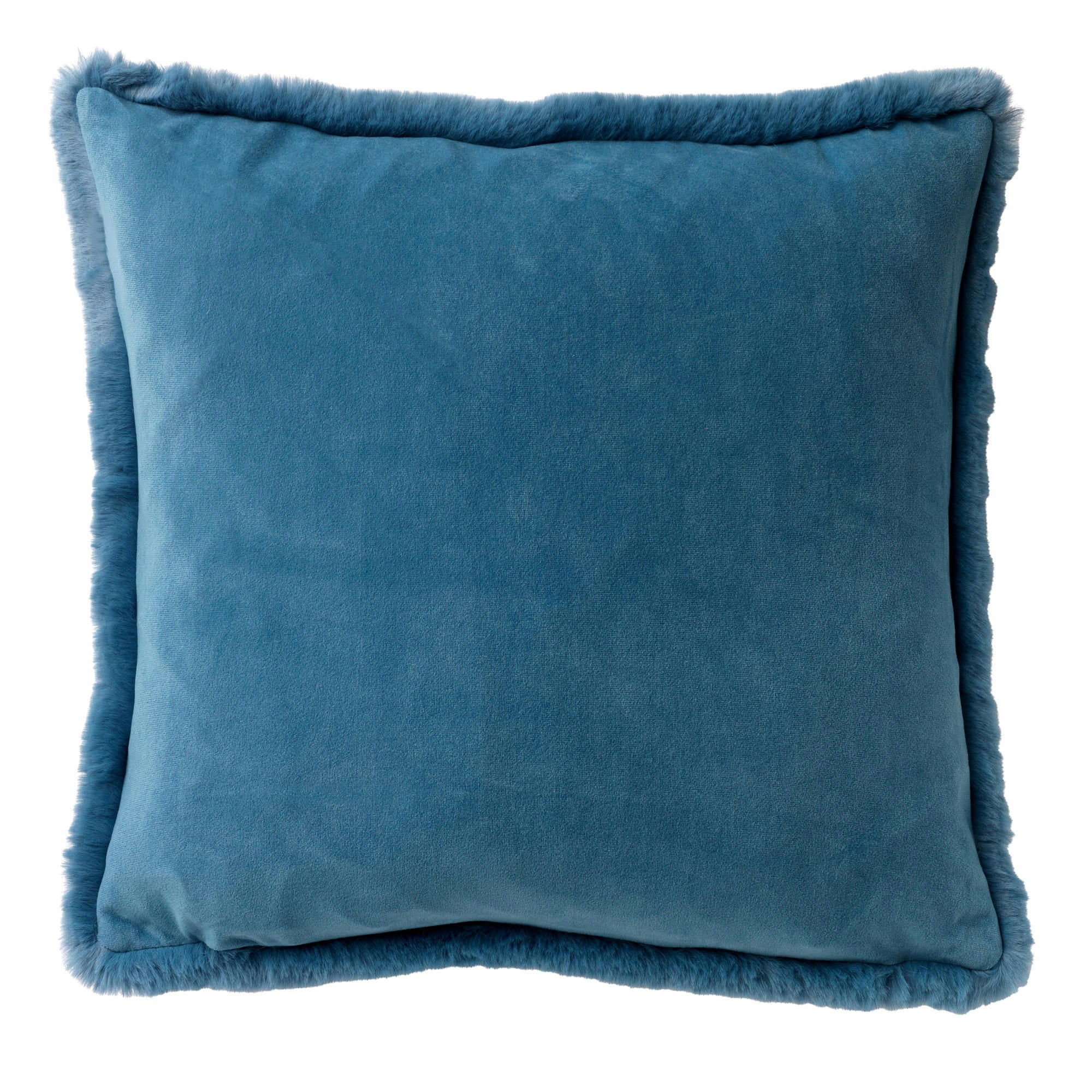 ZAYA - Coussin - bleu fausse fourrure 45x45 cm uni