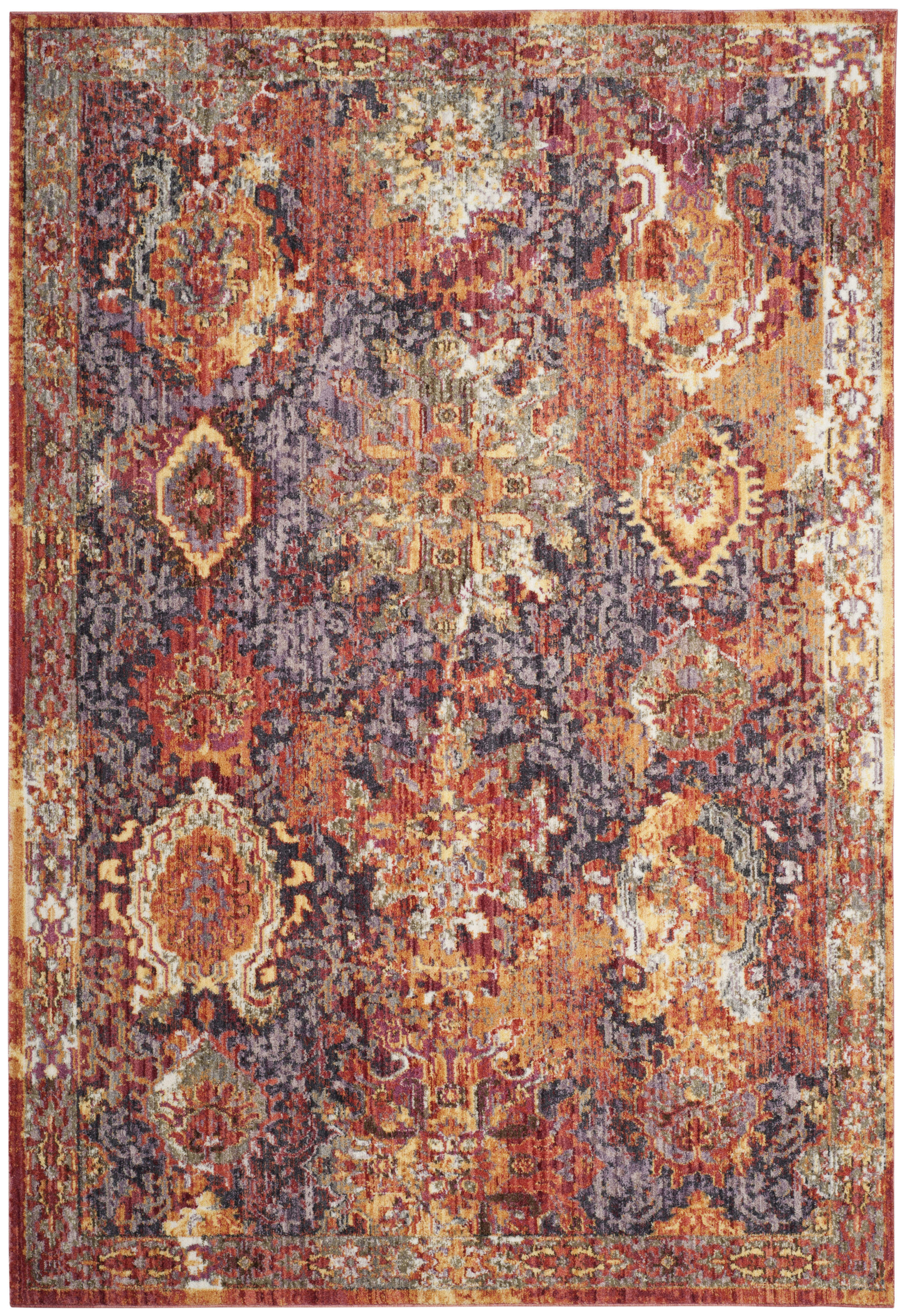 BRISTOL - Tapis de salon interieur en rouille & lavande, 91 x 152 cm