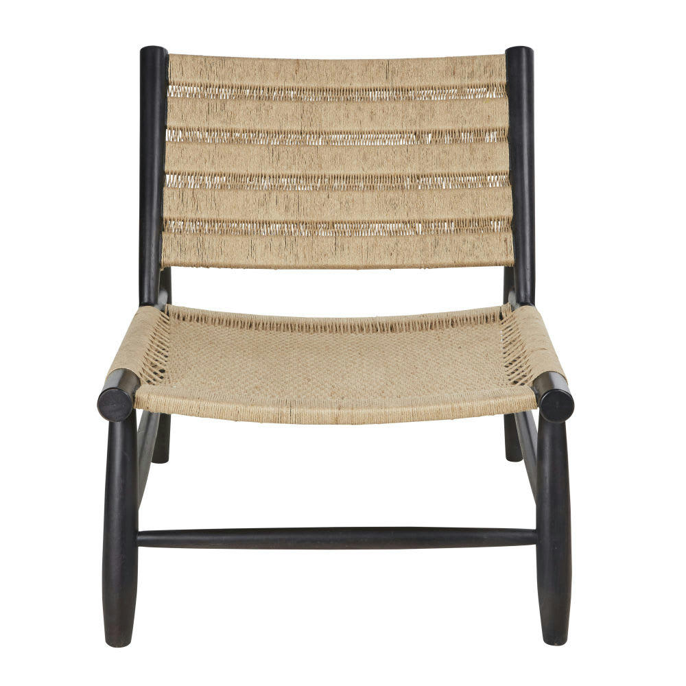 Trek - Fauteuil en bois de manguier noir et sisal