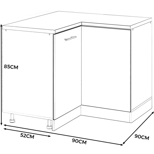 Szafka kuchenna stojąca narożna 90cm spremium biały mat