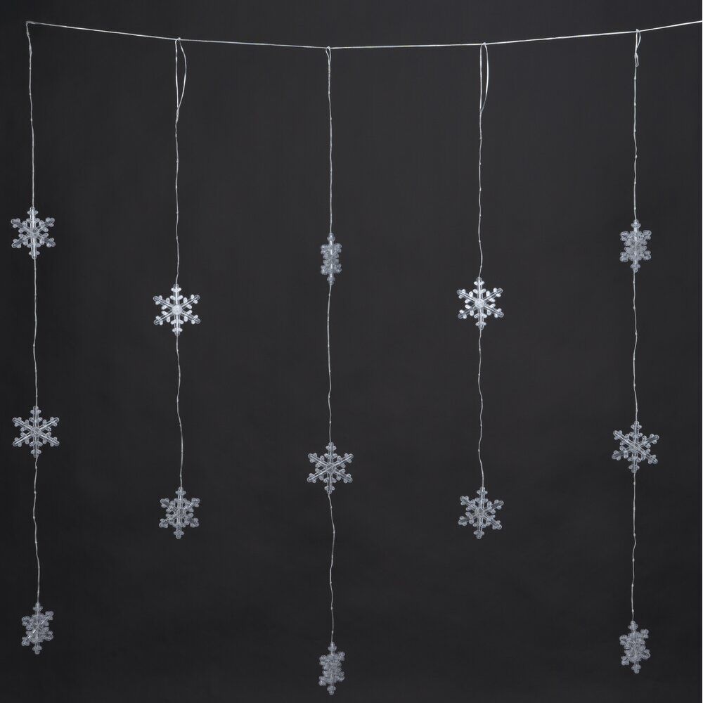Guirlande rideau 13 flocons de neige 156LED blanc froid 1,2m