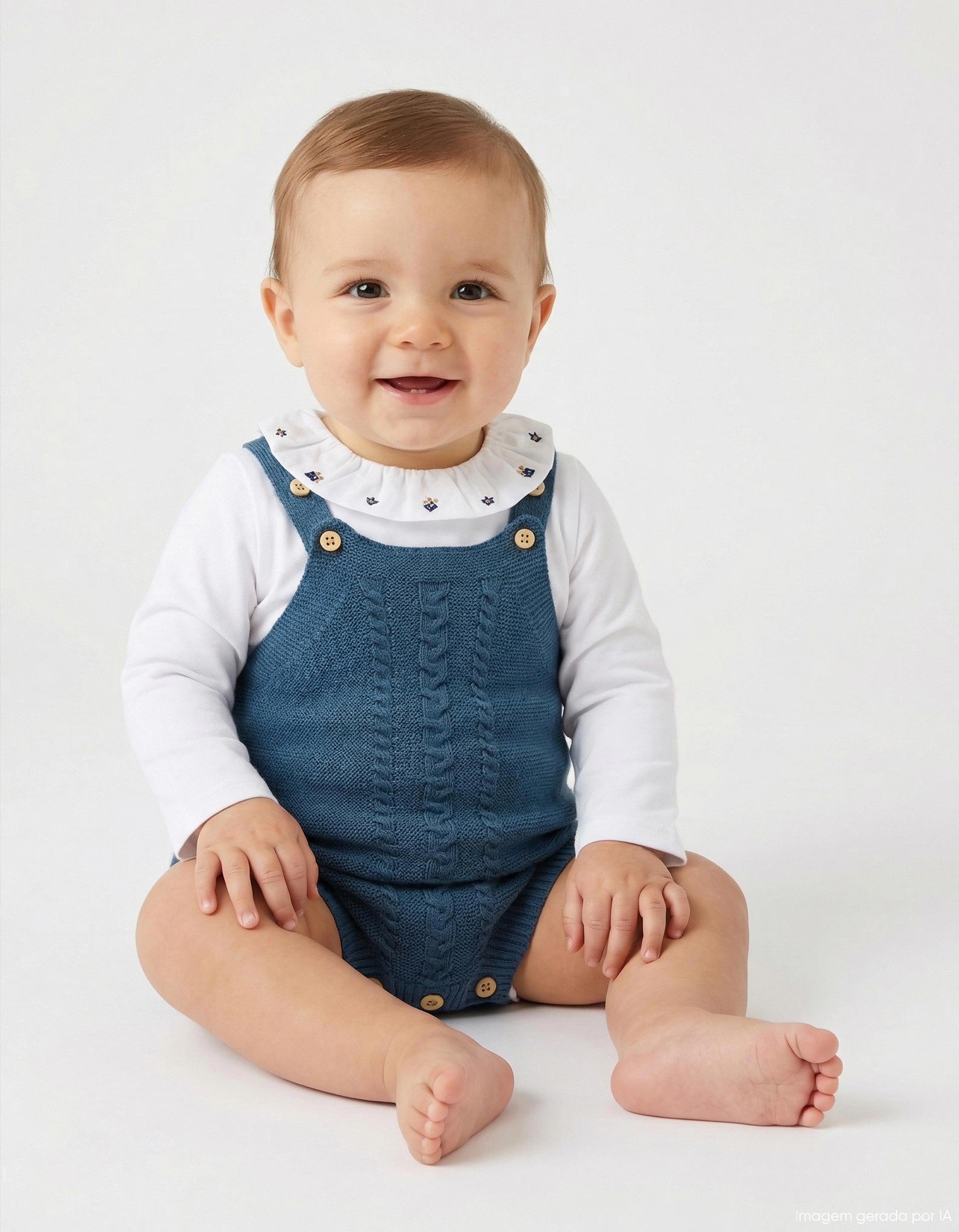 Conjunto Body e Macacão, Recém-Nascido, Azul Escuro