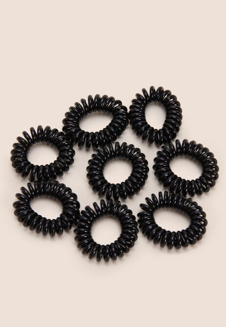 Womens 8pk Black Spiral Plastic Hair Ties