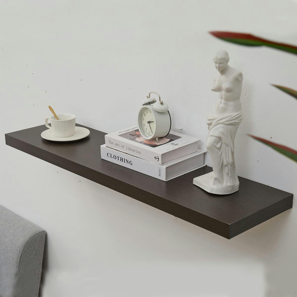 ROMA - Lot de 2 étagères murales 100x25 cm en mdf marron wengé