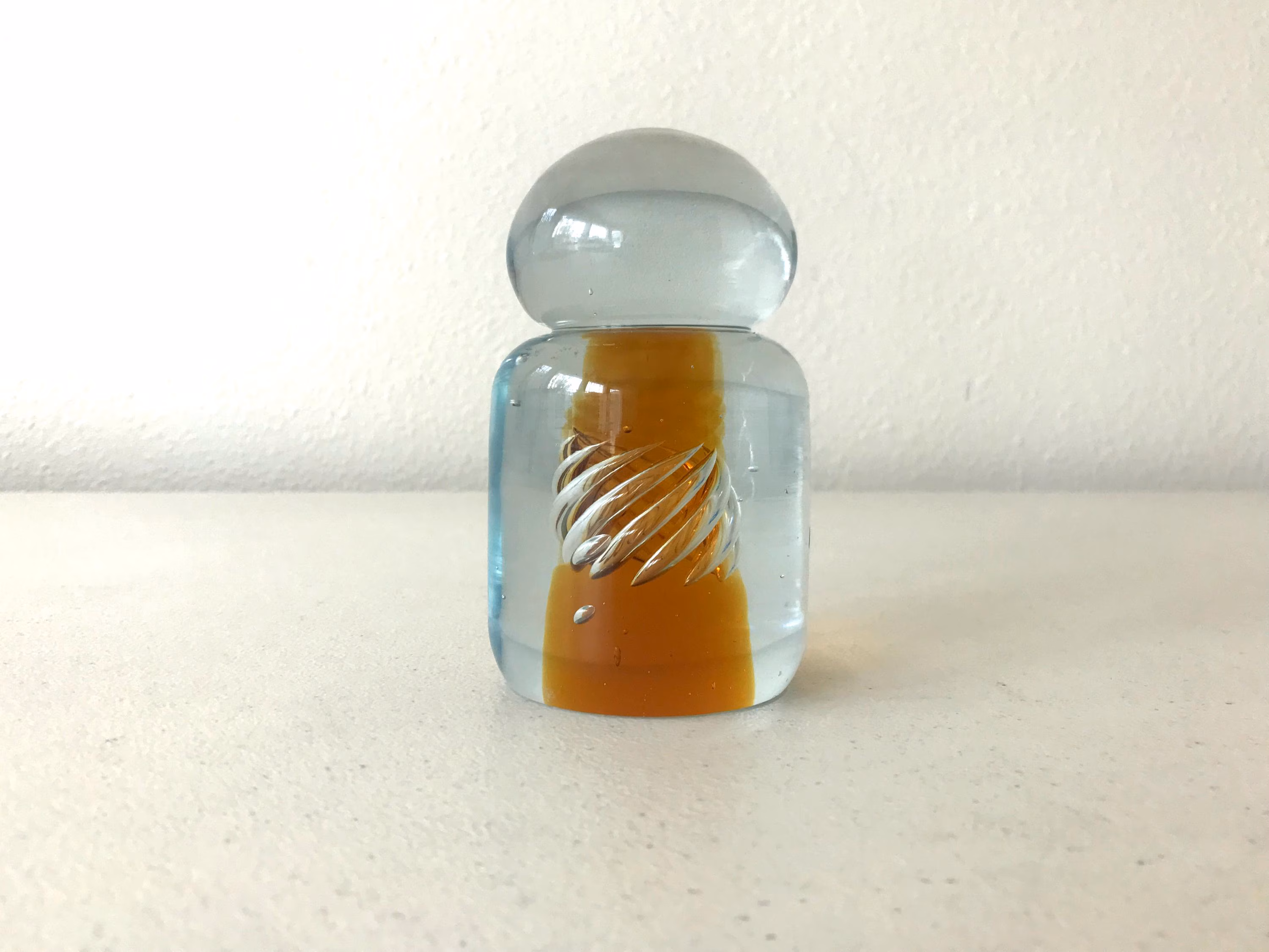 Vintage Blenko Amber Swirl Paperweight