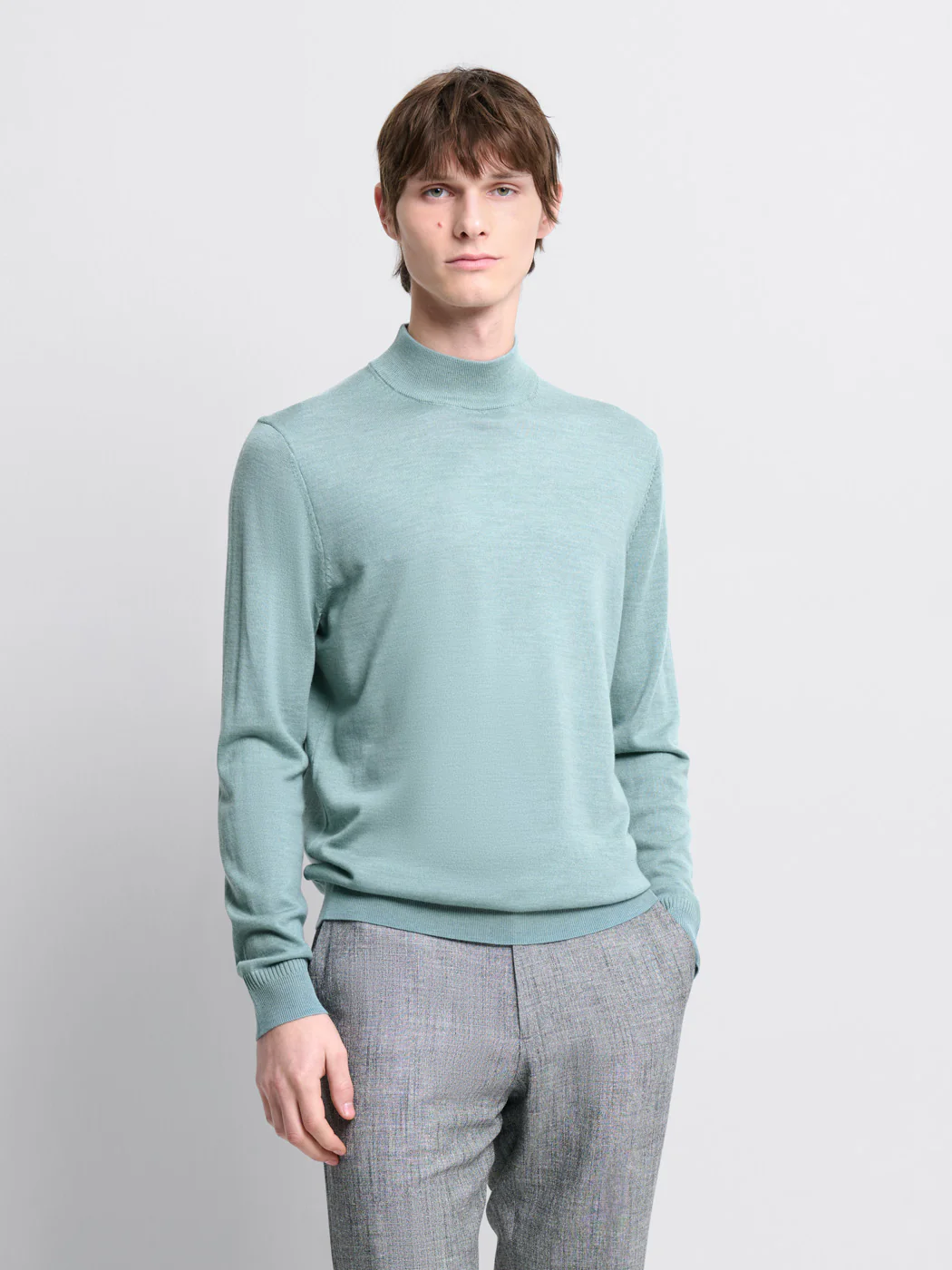 Pull col cheminée en laine Mérinos