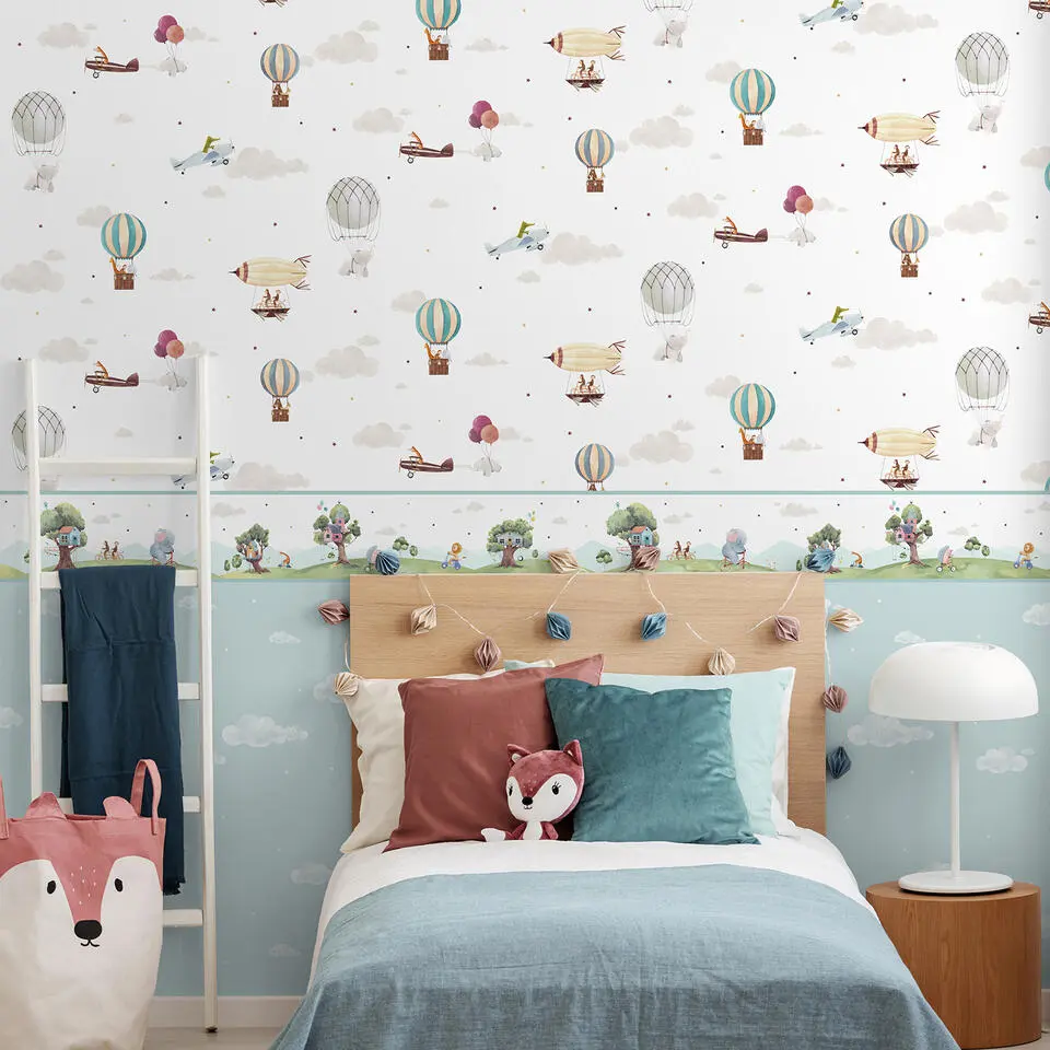 Sanders & Sanders behang wolkjes lichtblauw en wit - 53 cm x 10 m