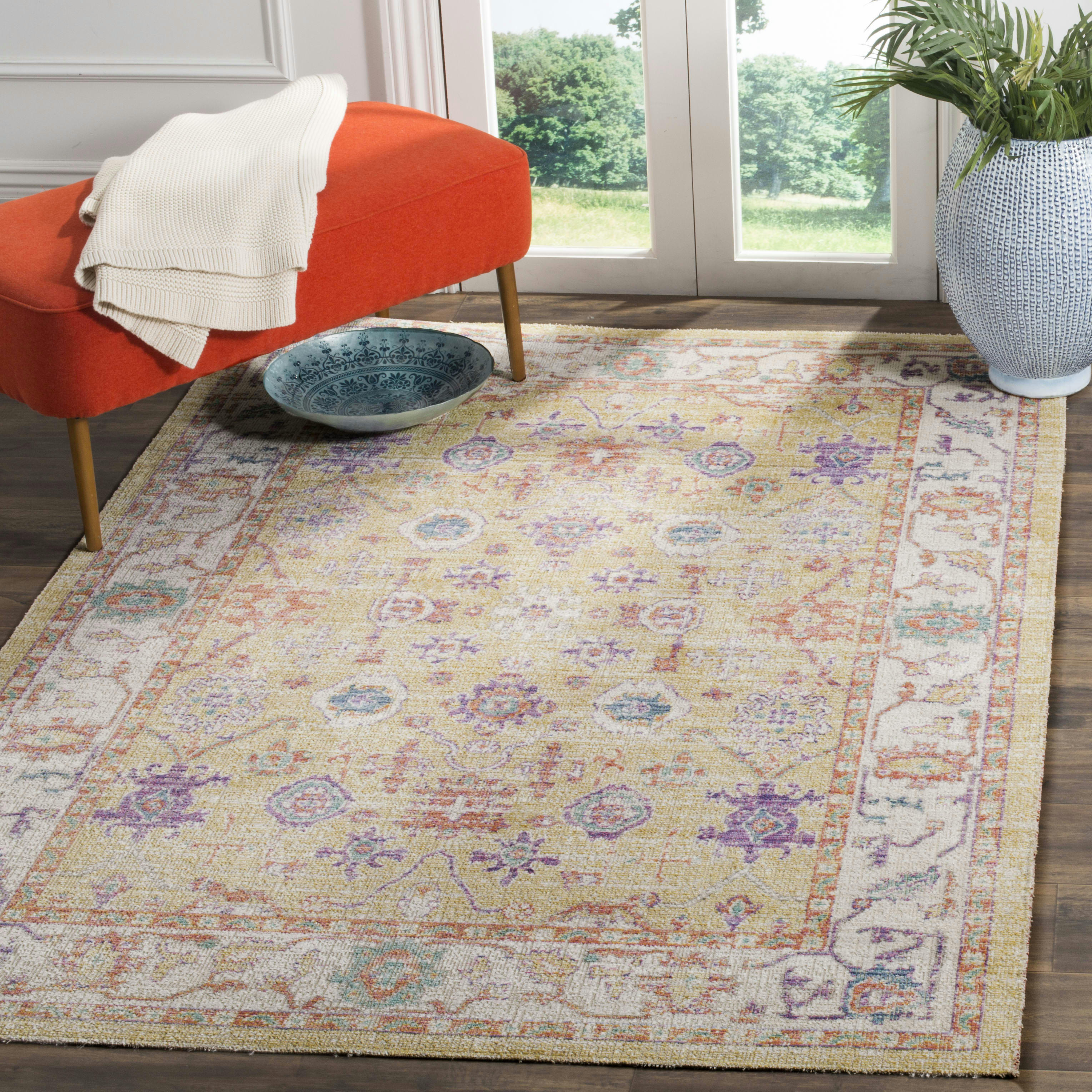 WINDSOR - Tapis de salon interieur en or & lavande, 122 x 183 cm