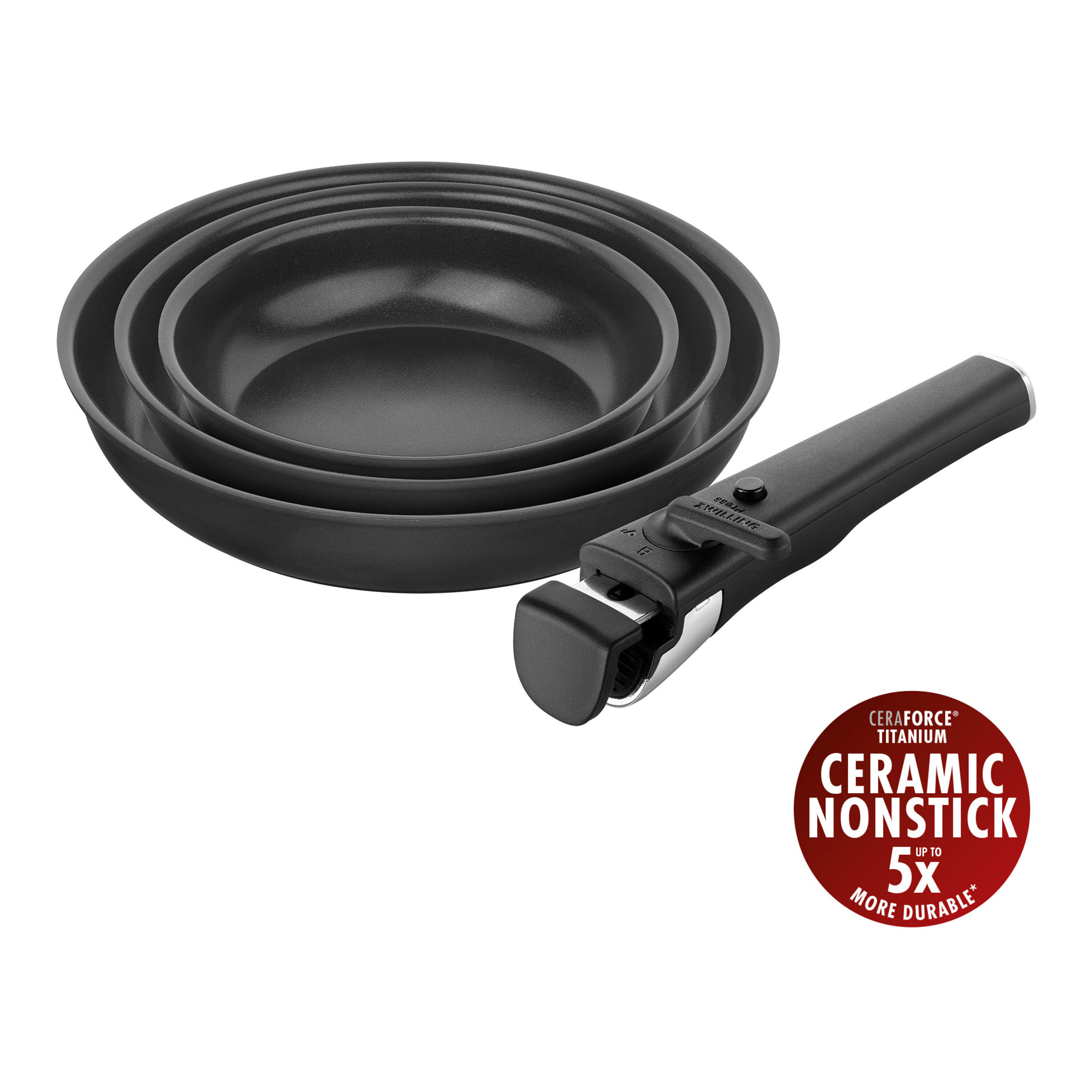 4-pcs Aluminium Frying pan set black