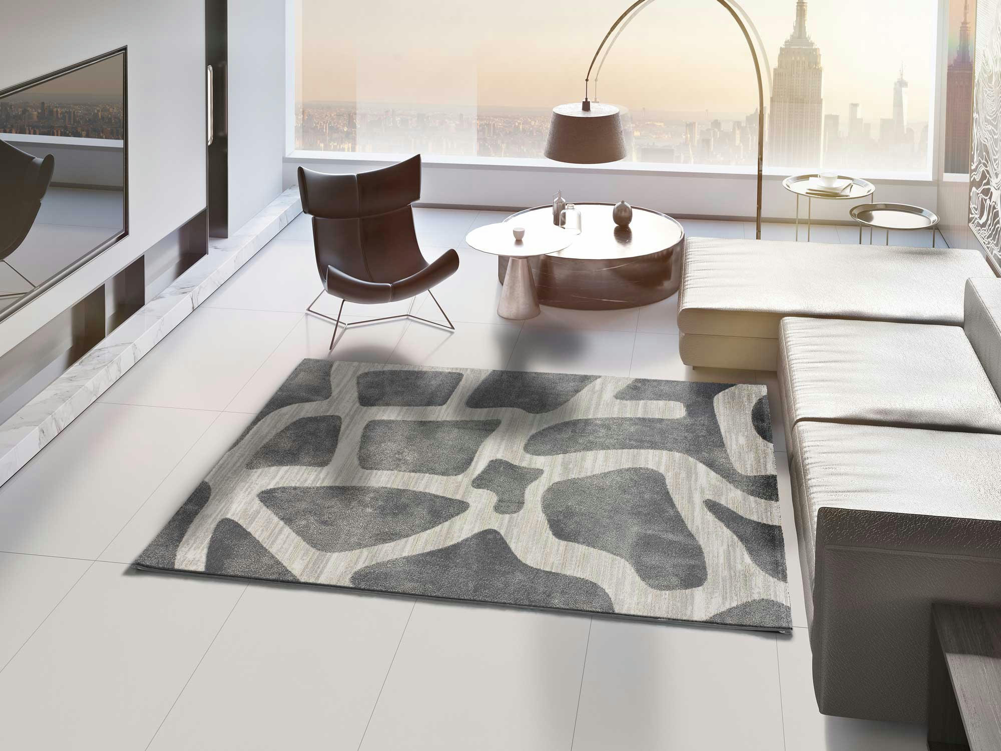 SENSATION - Tapis abstrait avec textures en gris, 160X230 cm