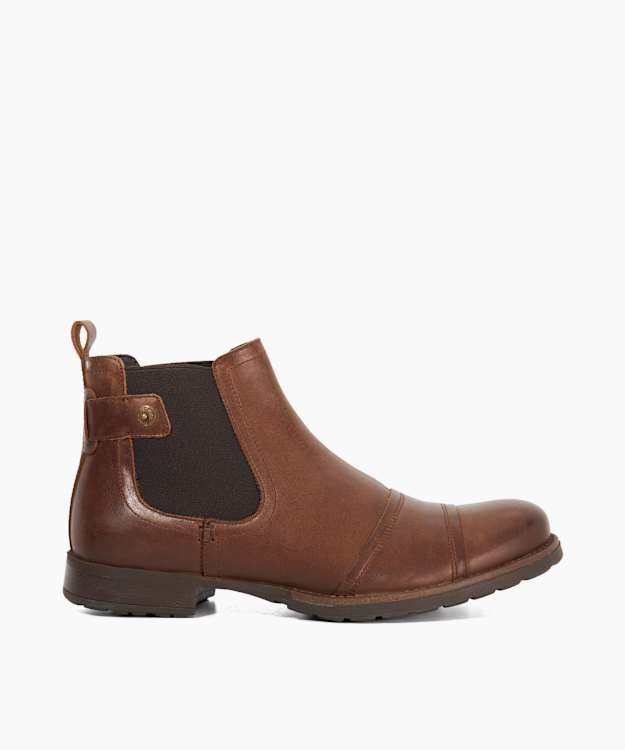 Saltwood Brown - Leather Wide Fit Casual Chelsea Boots
