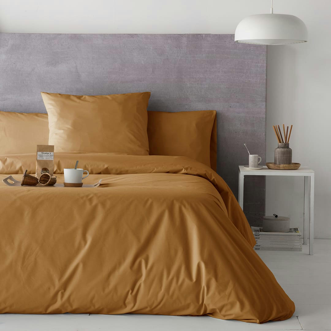PURE HDC - Housse de couette en percale de coton 260x240 cm marron