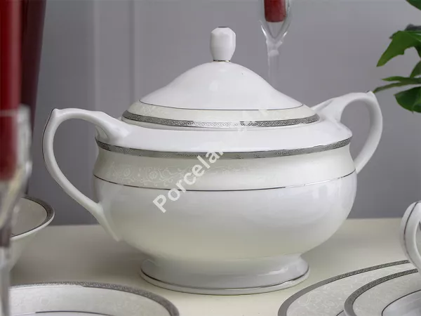Serwis obiadowy na 12 osób (43 el.) Bogucice - Agawa Platin 678