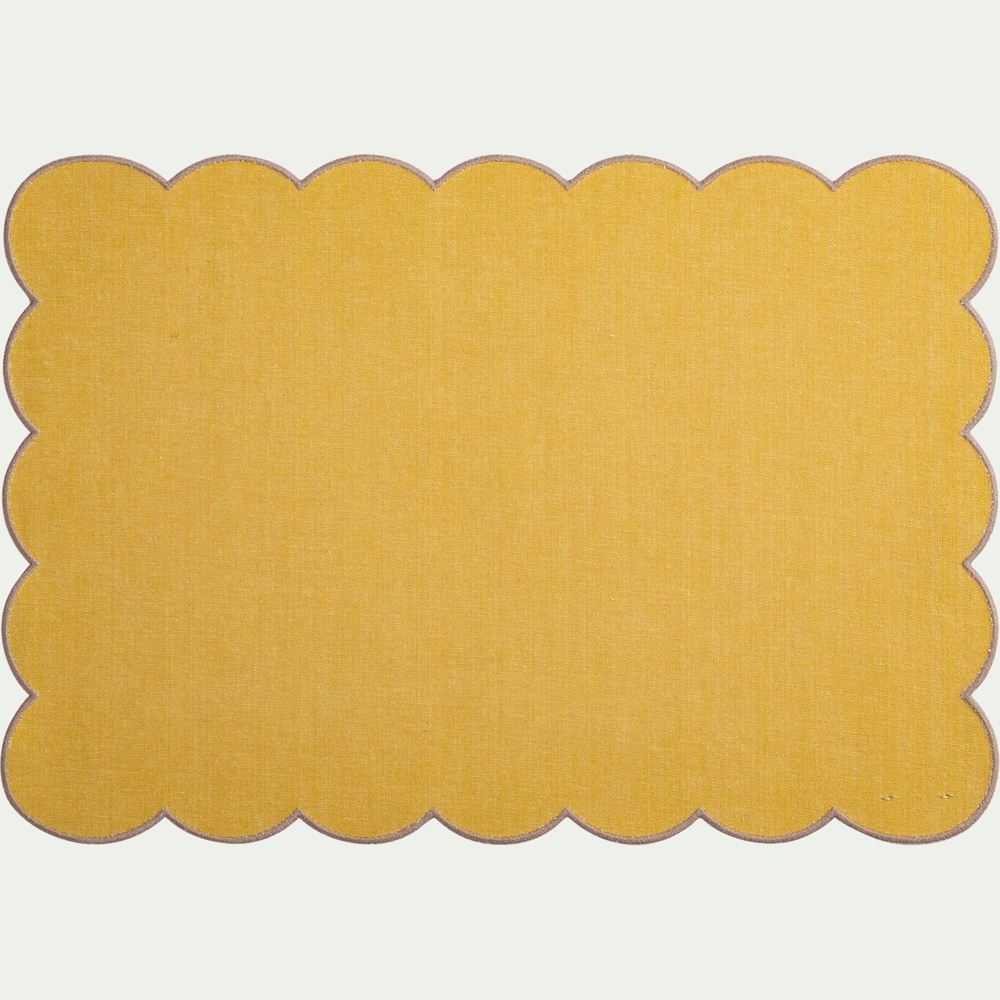 RIOU - Lot de 2 sets de table en coton finition point bourdon 33x48cm - jaune
