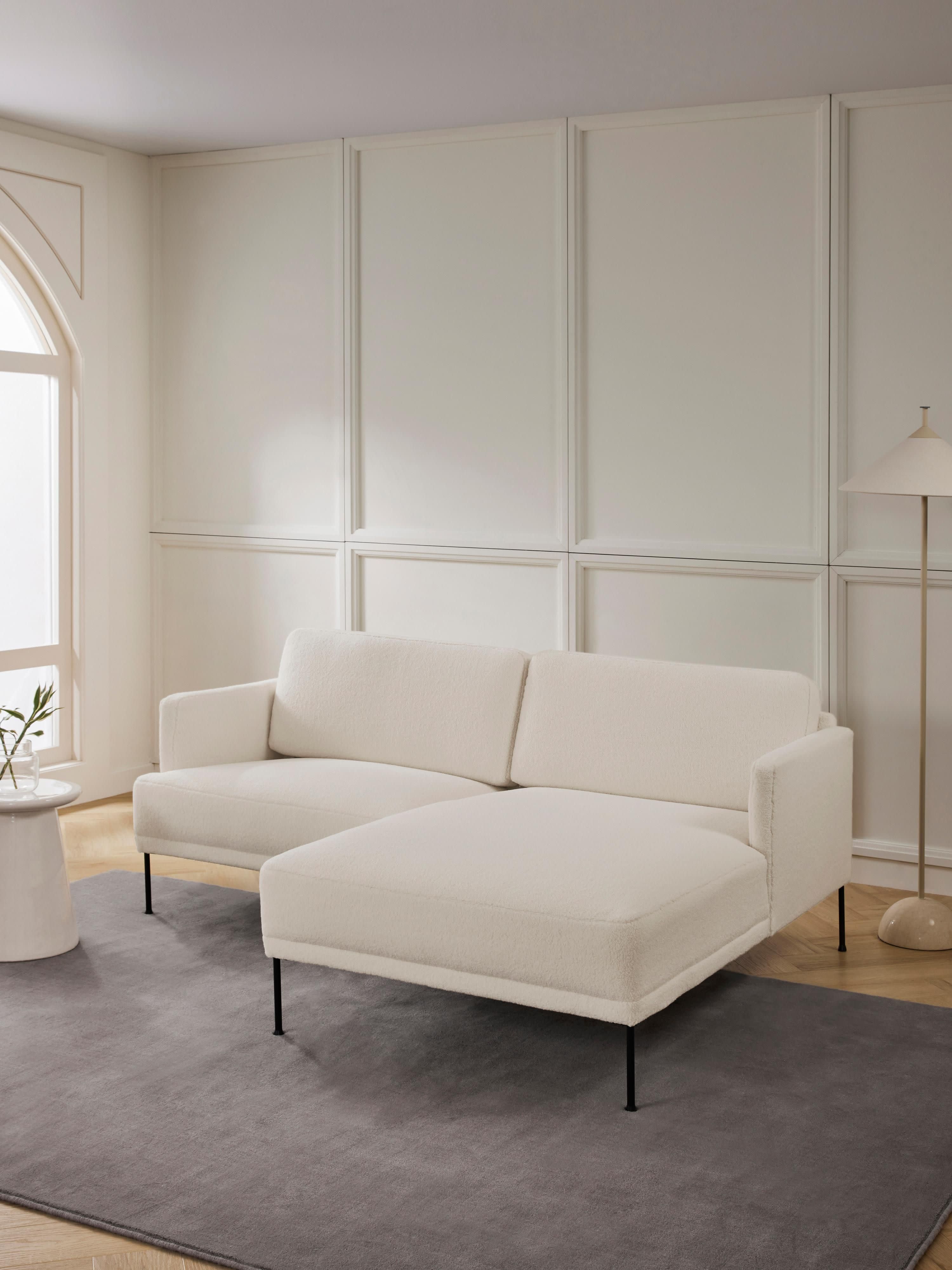 Kleines Ecksofa Fluente aus Teddystoff