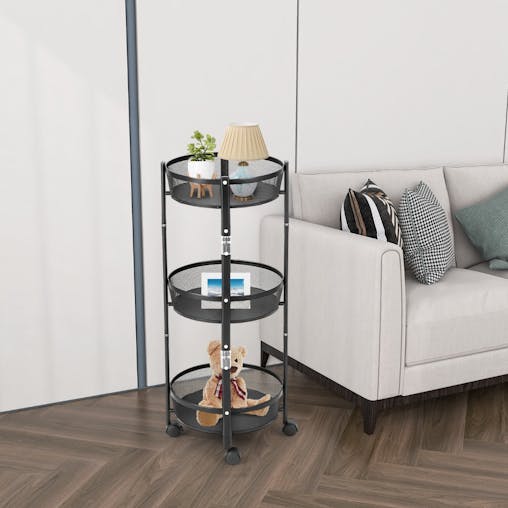 NNECW 3-Tier Folding Kitchen Trolley Cart with Baskets