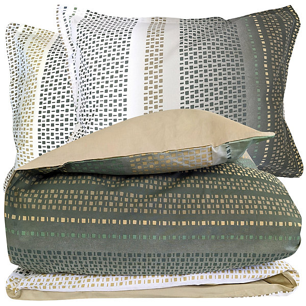 Parure 280x240 cm 50x70 cm coton NIAGARA vert Kaki 3 pièces