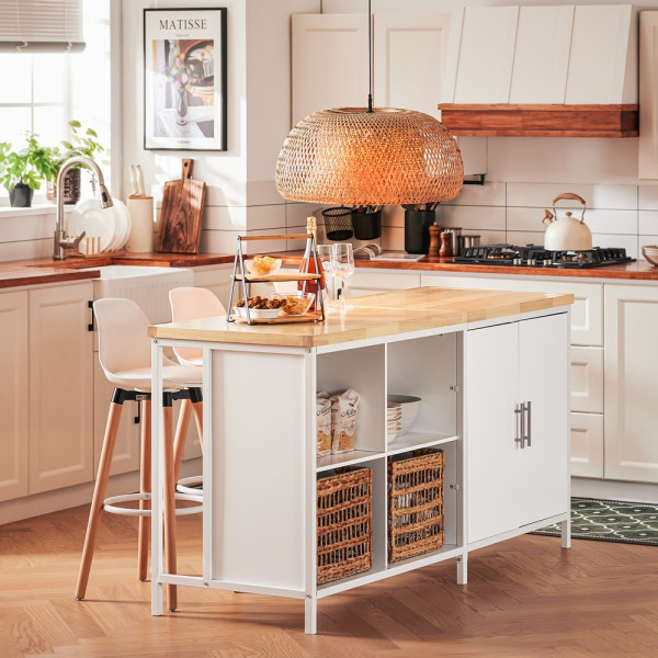 SoBuy Wyspa kuchenna Biały 170x60x88.5cm Przemysłowy KNL09-NW