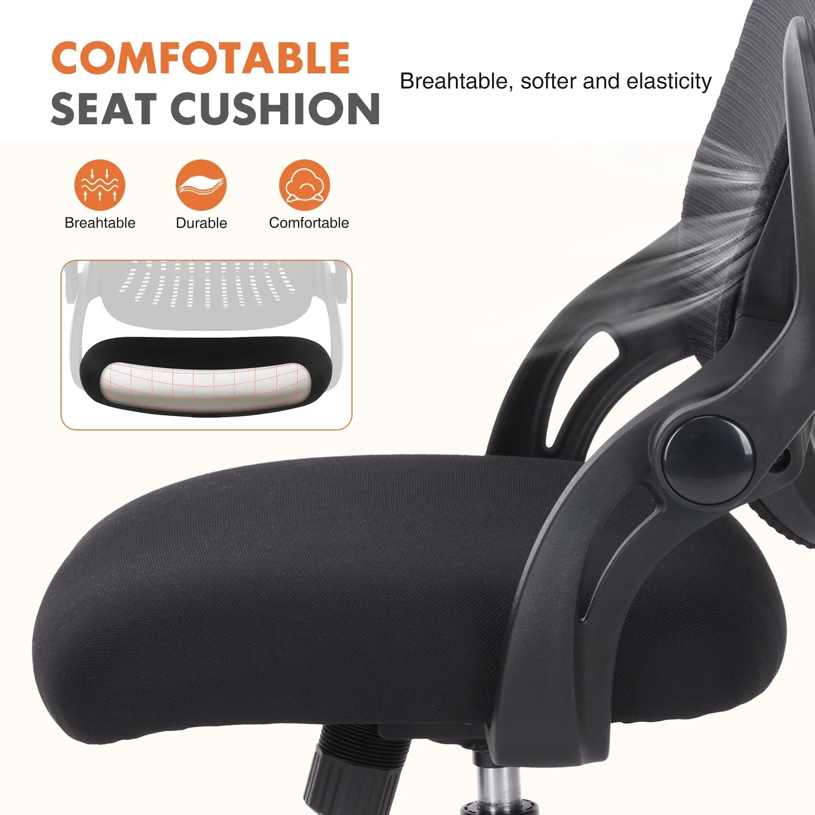 Ergonomic Mesh Height Adjustable Swivel Task Chair with Lumbar Support