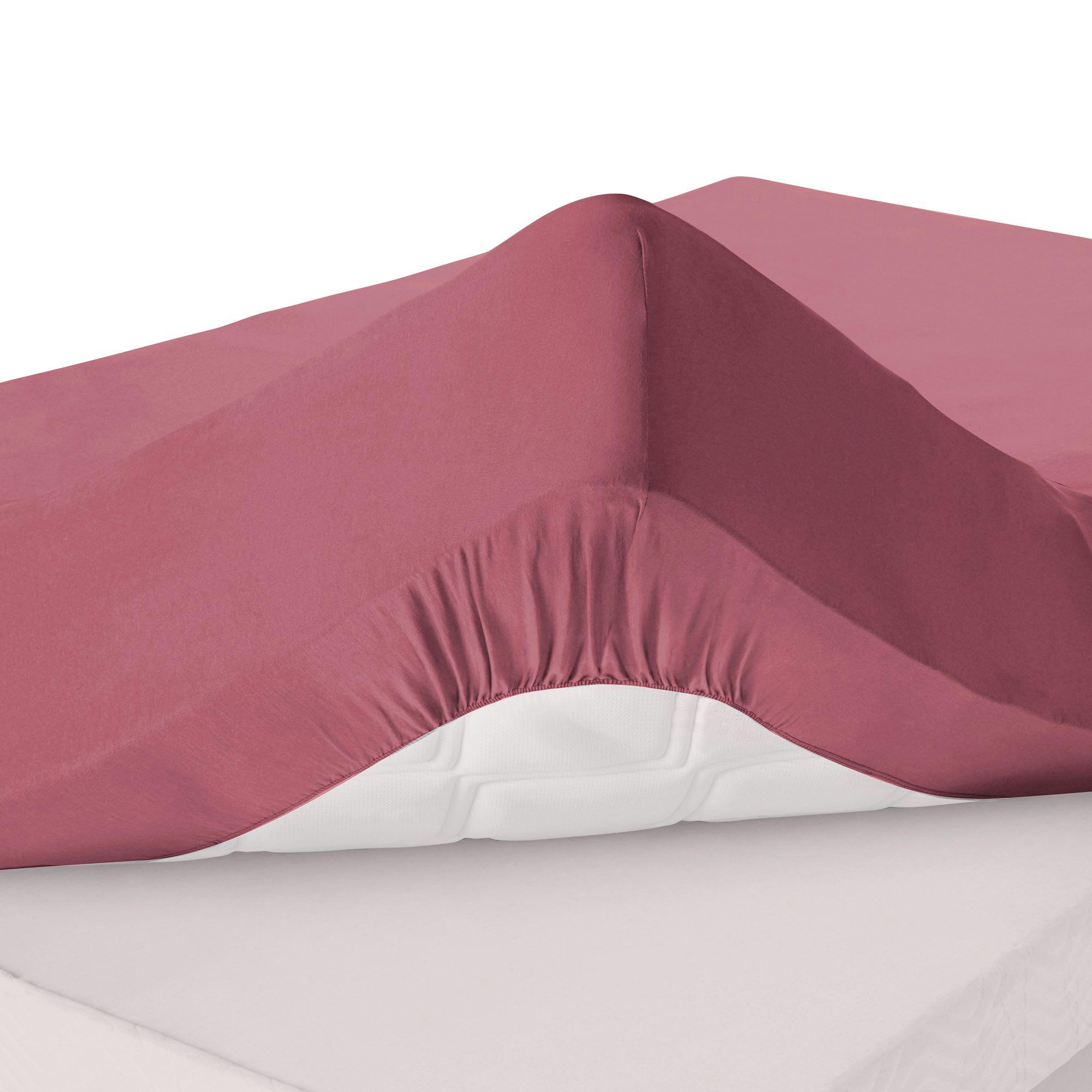 FLANELLE - Drap-housse grand bonnet 90x200x32 rose framboise en coton