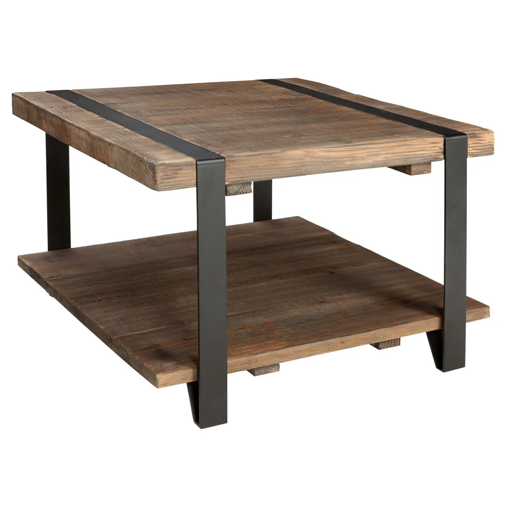 Carbon Loft Kenyon Reclaimed Wood Rustic Square Coffee Table