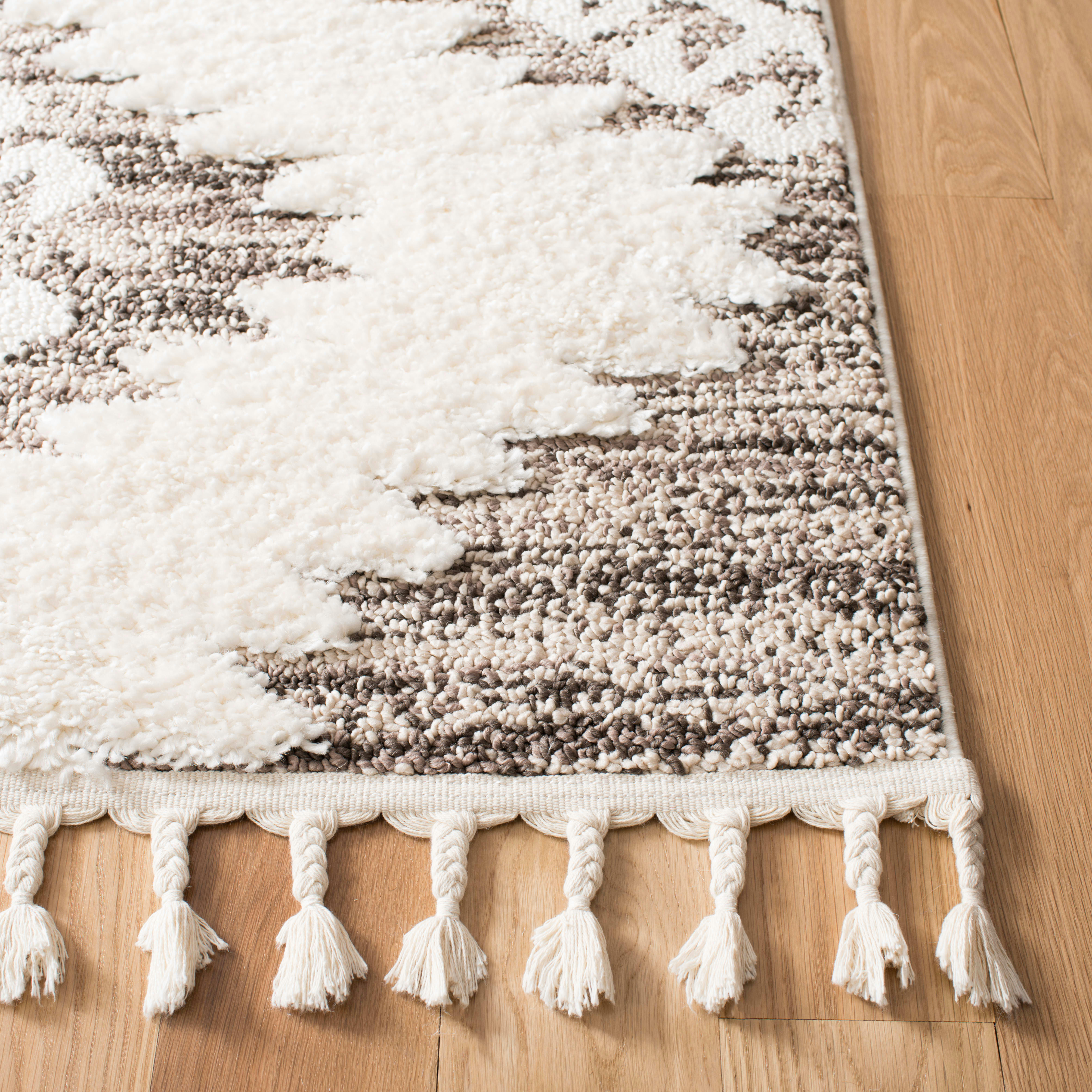 MOROCCAN TASSEL SHAG - Tapis de salon interieur en  ivoire & marron, 122 x 183 cm