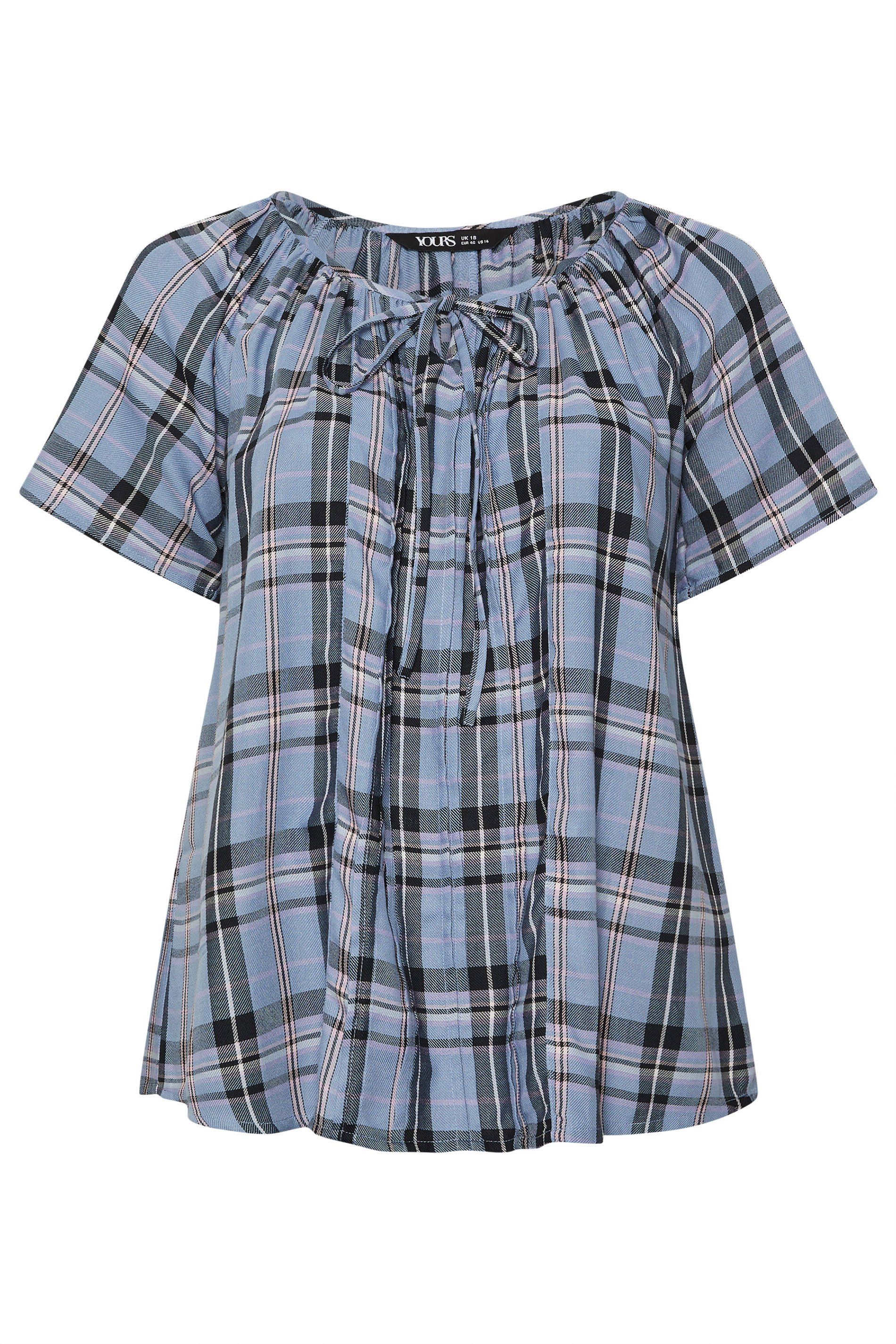 Yours Check Pintuck Blouse