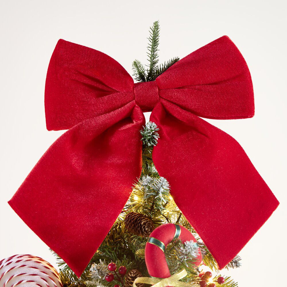 Noeud de No&euml;l XL velours rouge à suspendre H40 cm