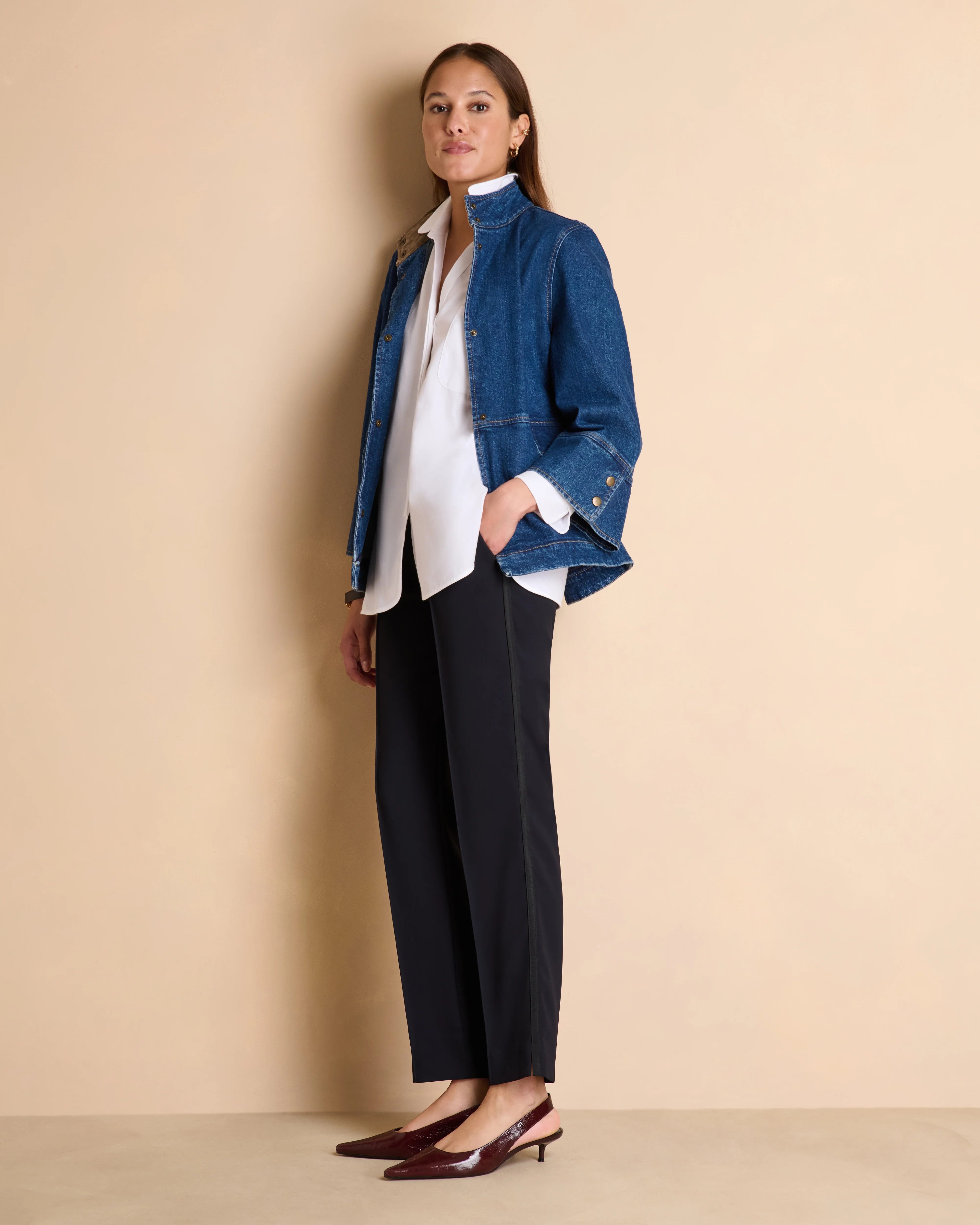 Pantalon bleu foncé taille élastiquée PLISDORSET/14044/312
