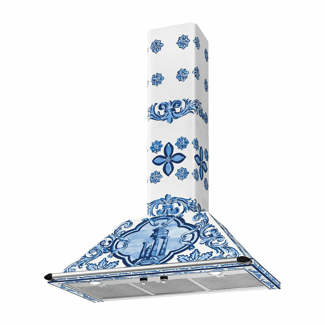 90cm Divina Cucina Chimney Hood Blu Mediterraneo