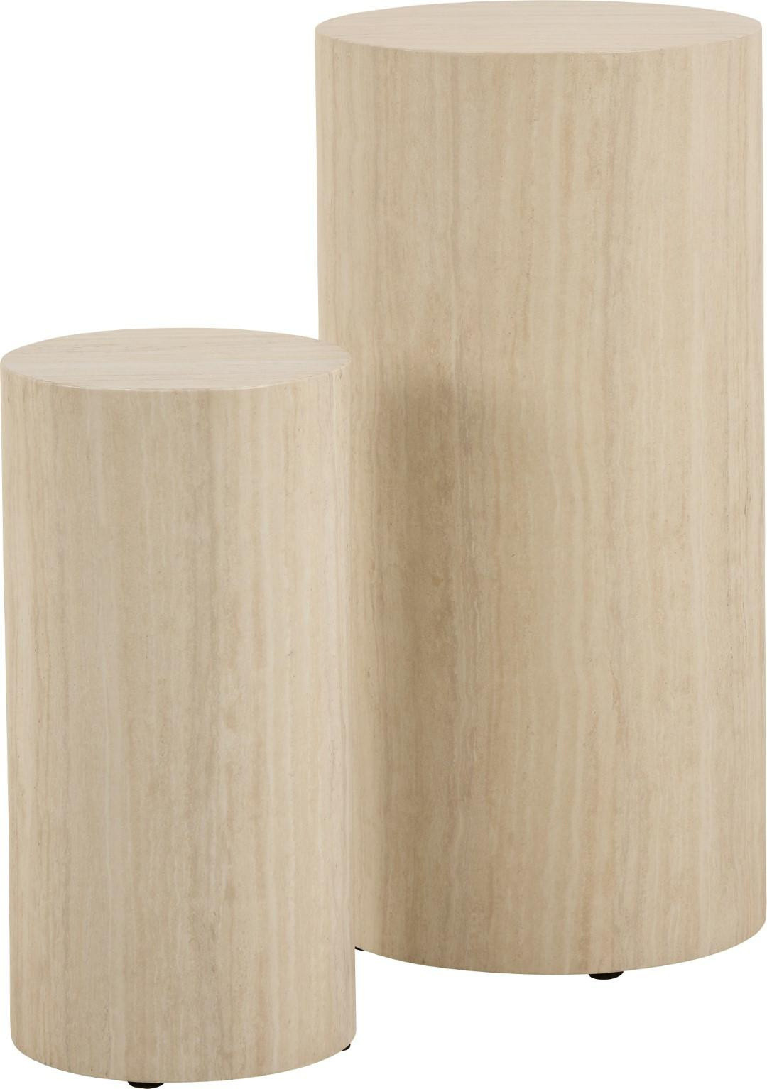 Zestaw 2 STOLIKI Dice wysokie 34x70 i 25x50 cm trawertyn