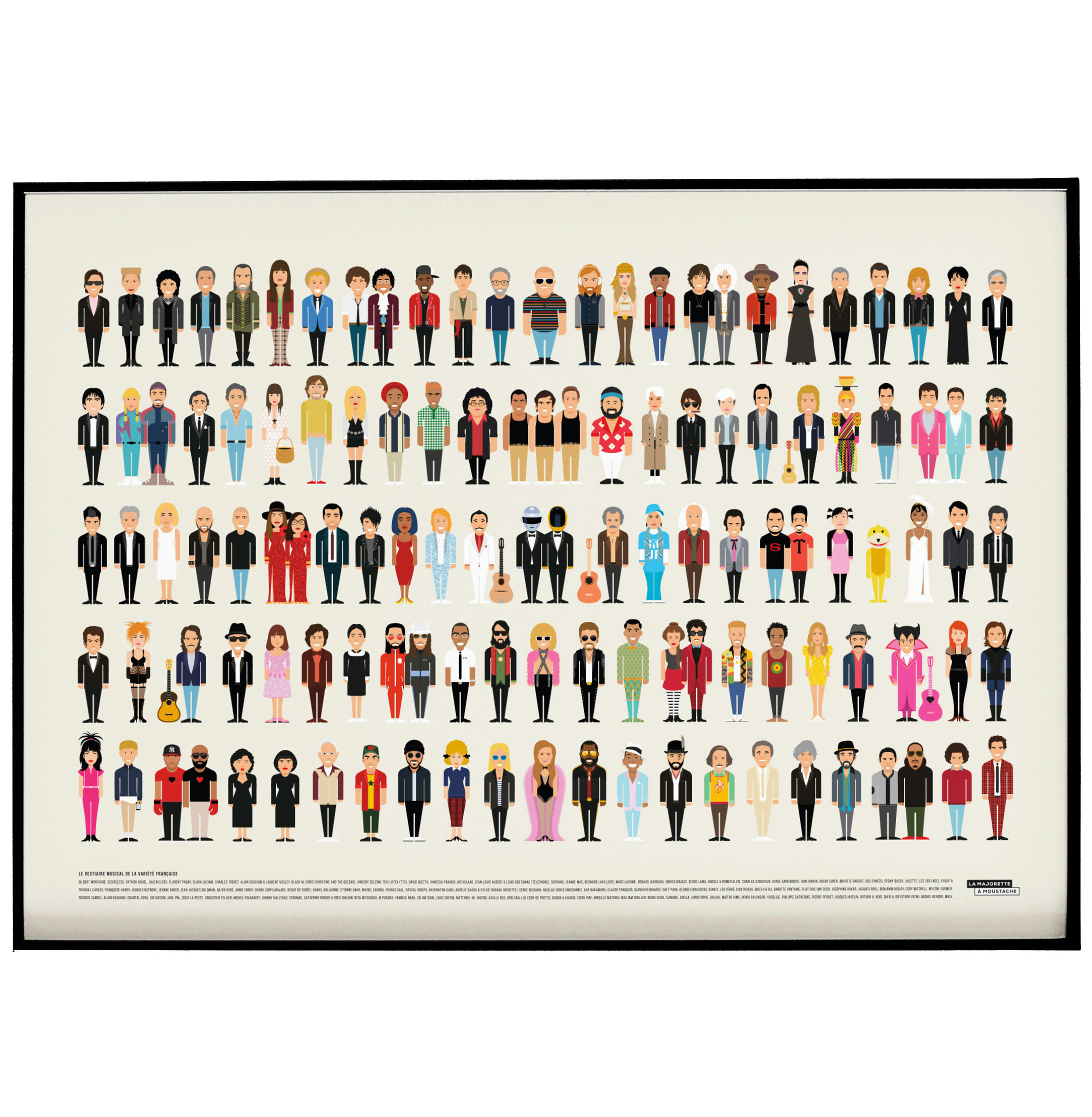 - Affiche d'art vestiaire musical de la variété française 50 X 70 cm