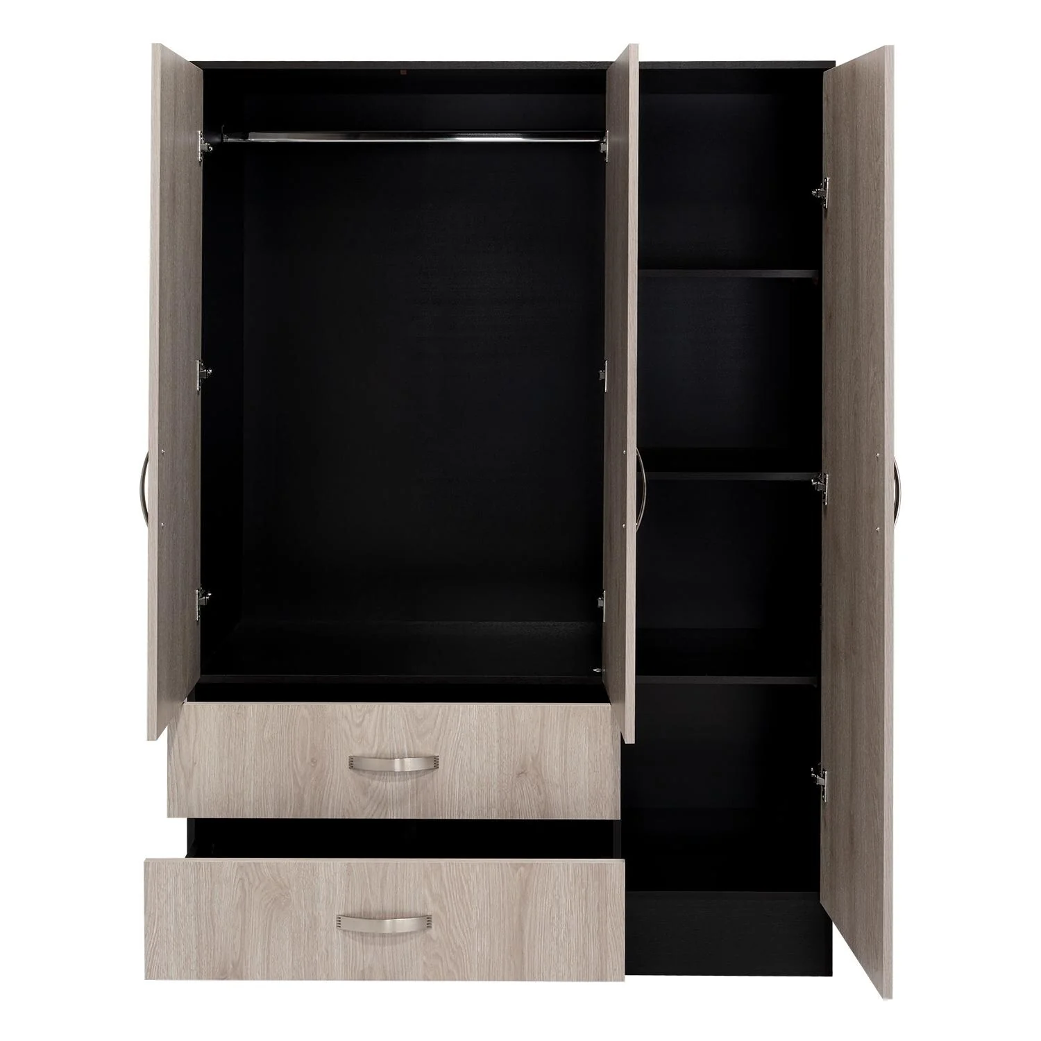 19.4 Modern Mirrored Armoire with Hanging Rod, Two Drawers and Two Interior Shelves