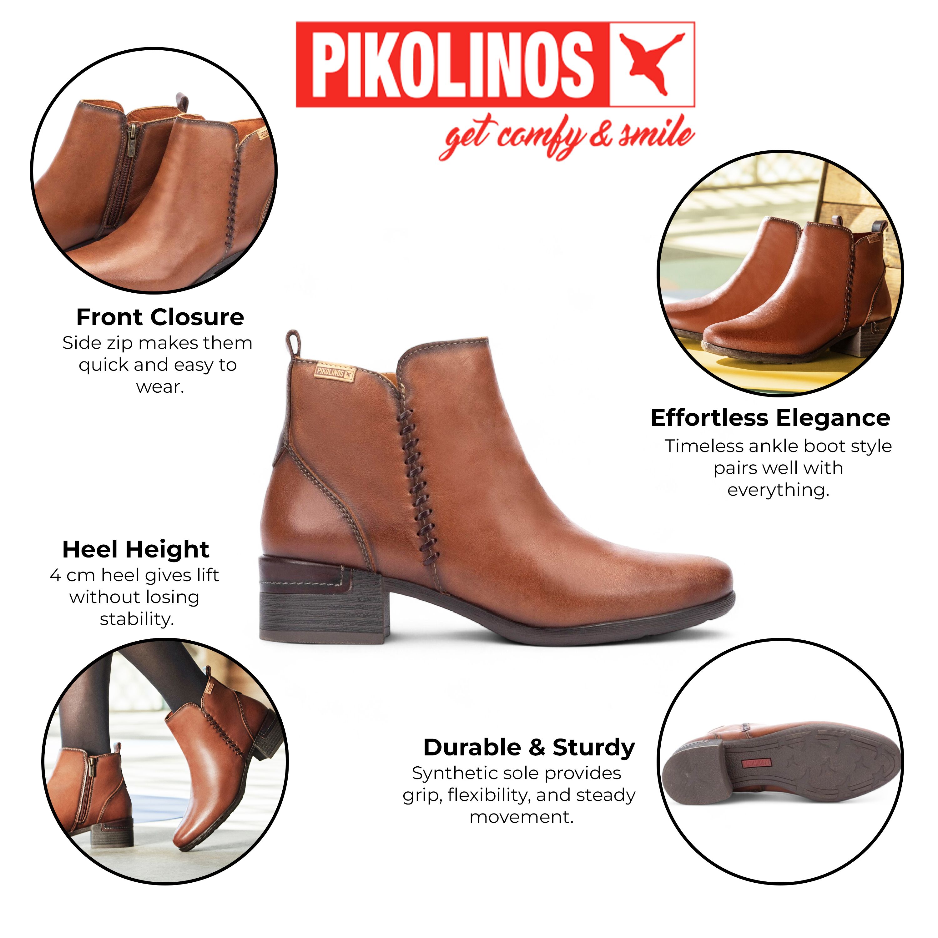Infinity Leather Pikolinos Leather Ankle Bootie Zip Heel Boots - Malaga