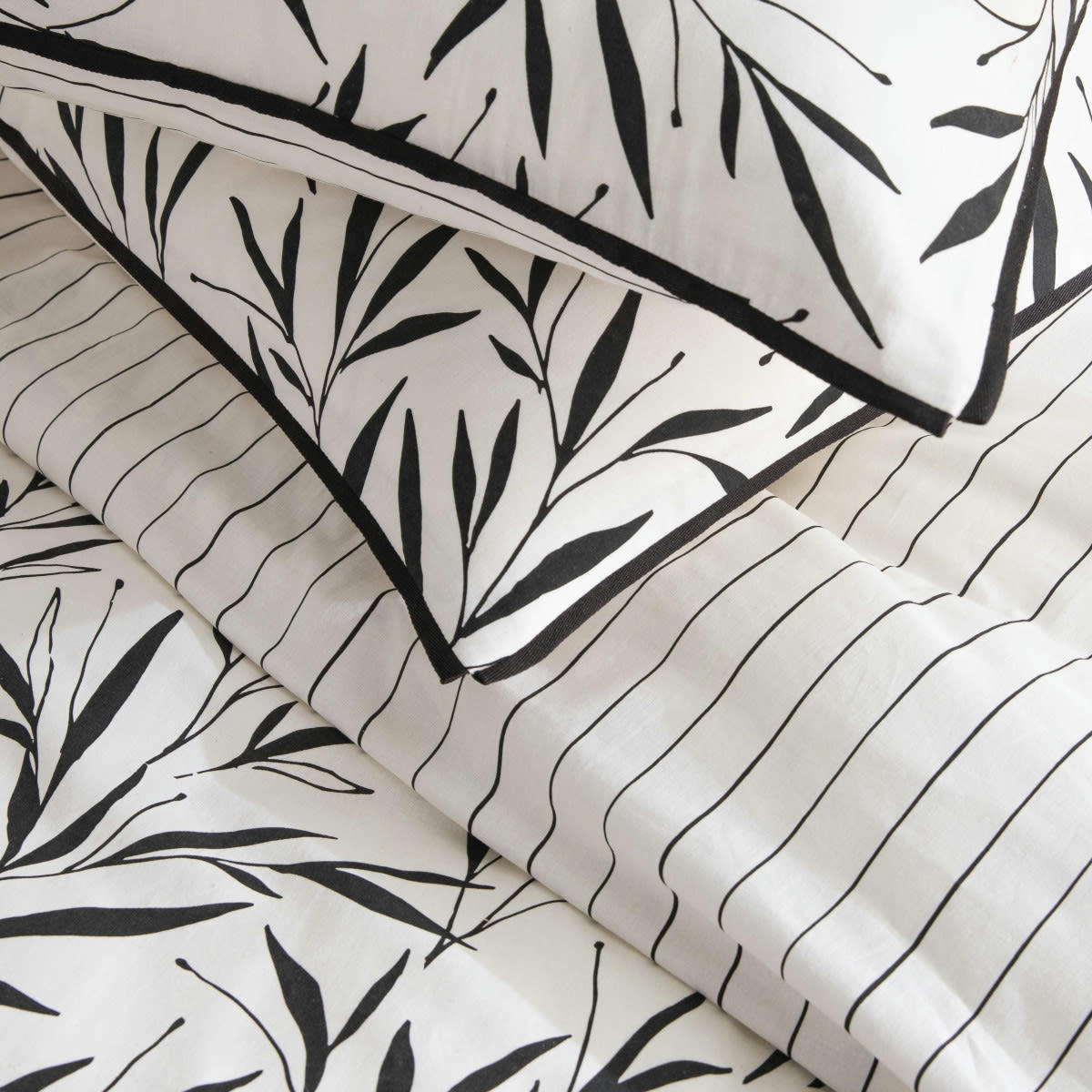 NINA - Parure de lit 2 personnes coton  imprimé blanc 240x220cm