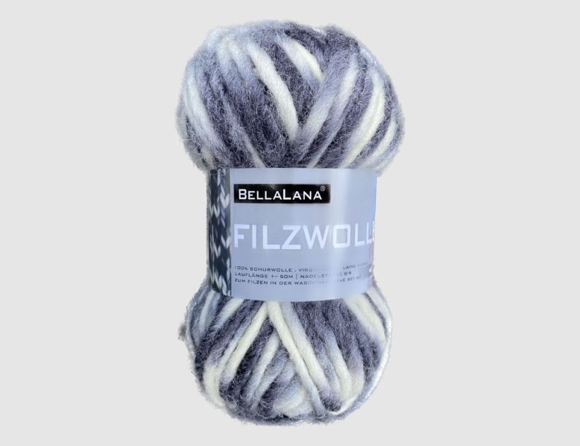 Strickgarn Filz schwarz/grau gemustert
