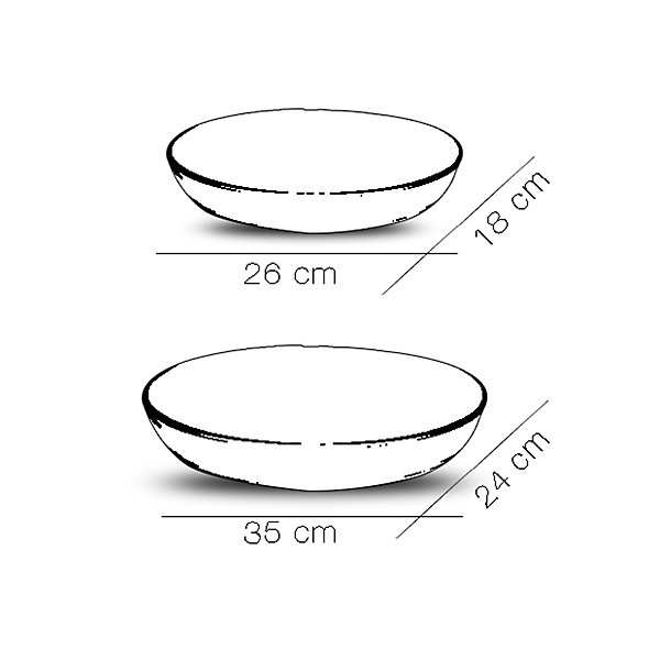 Lot de 2 plats à four moule de cuisson en verre forme oval - Longueur 35 x Profondeur 24 cm / Longueur 26 x Profondeur 18 cm