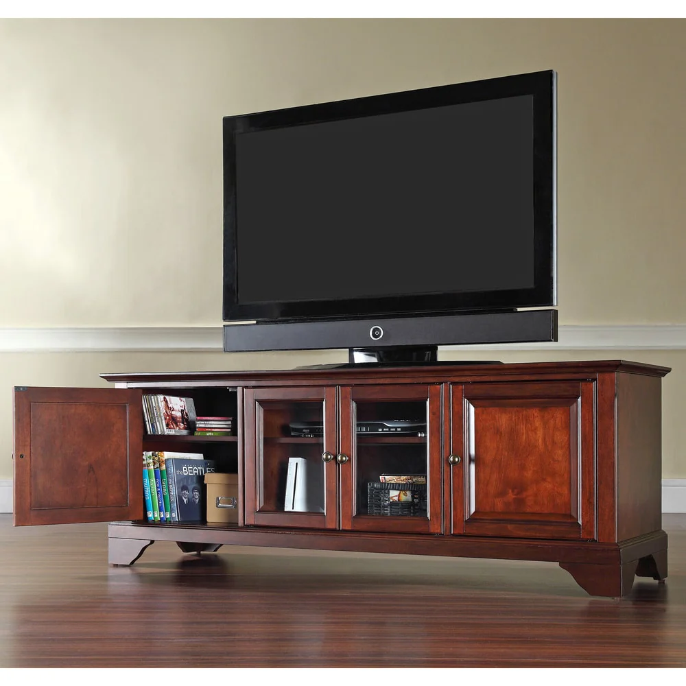 Crosley Lafayette 60 Low Profile TV Stand in Vintage Mahogany