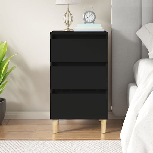 NNEVL Bedside Cabinet Black 40x35x70 cm Engineered Wood