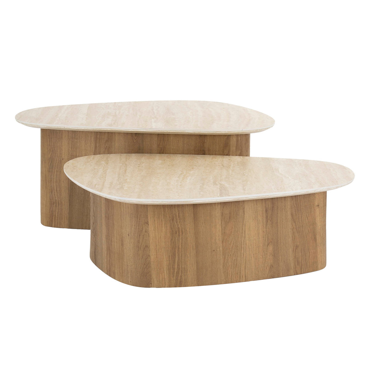 Giga Meubel Salontafel Romano - Travertin - Set van 2 - 90x43x40cm