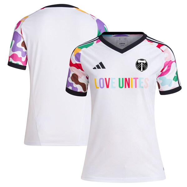 Portland Timbers adidas Women's 2024 Pride Pre-Match Top - White