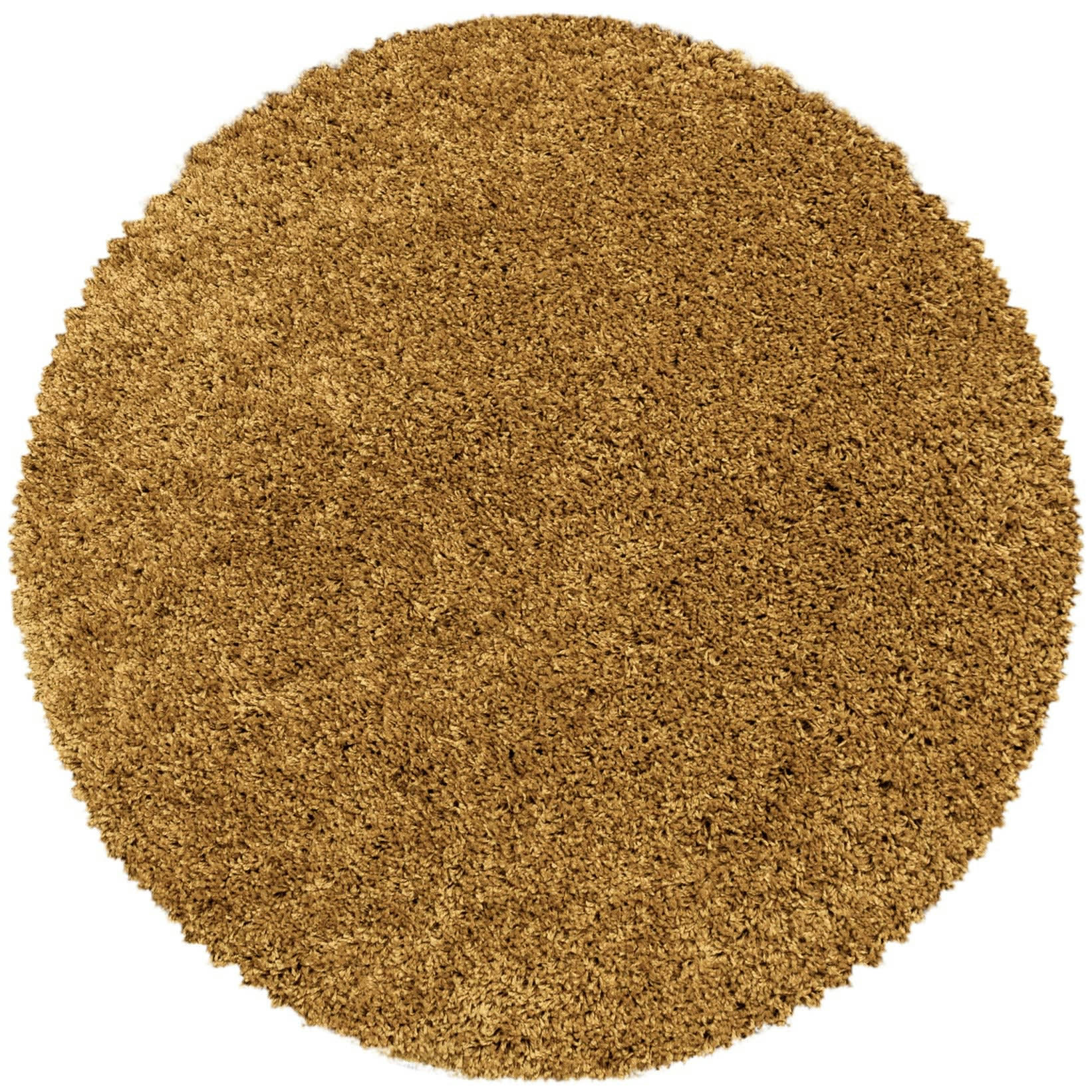 DOUX - Tapis rond à poils longs doux ocre 80x80cm
